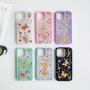 เคส TPU ลายผีเสื้อกากเพชรสุดหรูสำหรับ <span class=keywords><strong>iPhone</strong></span> 14 13 Pro พีซีวัสดุออกแบบโลโก้ได้ตามต้องการสำหรับเคส <span class=keywords><strong>iPhone</strong></span> - Product Image 1