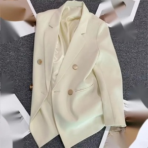 Traje de Chaqueta Casual Estilo Coreano para Mujer con Chaqueta de Manga Tres Cuartos de Gasa, Color Sólido, Corte Holgado - Product Image 4