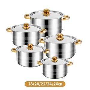Factory Direct Batterie de cuisine en acier inoxydable épaissi de 18 à 26cm avec couvercle en métal pour l'approvisionnement transfrontalier en Espagne et au Mexique - Product Image 6