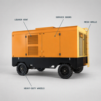 Compresseur d'air à vis portable à grande cylindrée à deux étages WT250-34/20, 34 m/min, 20 bar, diesel, 4 roues