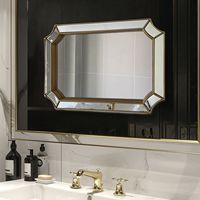 Miroir mural de salle de bain de luxe moderne et simple en PU, forme extraterrestre, pour la décoration de la salle de bain, du salon et de la chambre à coucher