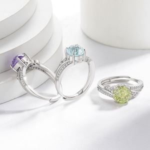Anillos de Boda de Lujo Ligero, Plateados en Plata, con Corte Rosa, Diamante de Alto Contenido de Carbono, Diseño Dulce y Elegante, Joyería para Mujer - Product Image 3
