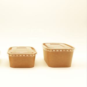 Vente en gros bol alimentaire rectangulaire emballage boîte à déjeuner jetable en papier Kraft et blanc - Product Image 2