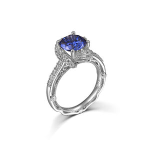 טבעת אירוסין משובצת אבן ספיר cz 925 לנשים בסגנון קלאסי מצופה רודיום מצופה למסיבות חתונה מתנות נישואין - Product Image 4