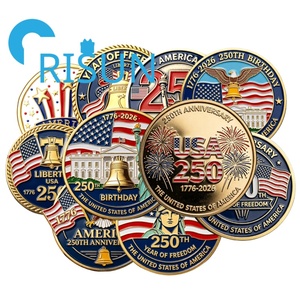 Moneda Conmemorativa Patriótica Personalizada, Recuerdo del 250 Aniversario, Moneda de Desafío Chapada en Oro, Monedas Esmaltadas del 250 Aniversario de los Estados Unidos - Product Image 1
