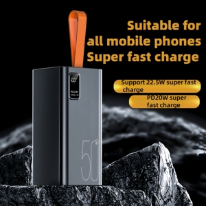 พาวเวอร์แบงค์ดีไซน์ใหม่ ความจุขนาดใหญ่ 50000mah ชาร์จเร็วสุด 22.5W พกพาสะดวก พร้อมสายคล้องคอ สำหรับโทรศัพท์มือถือทุกรุ่น - Product Image 2