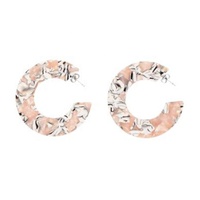 Ensemble de petites boucles d'oreilles créoles en acétate, pendantes style chandelier, plaqué argent sterling, motif écaille de tortue, forme 'C', cadeau de mariage, accessoires pour femmes