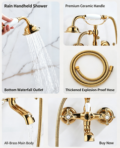 Ensemble <span class=keywords><strong>de</strong></span> robinetterie <span class=keywords><strong>de</strong></span> <span class=keywords><strong>douche</strong></span> murale en cuivre brossé antique européen, 1 poignée, <span class=keywords><strong>pour</strong></span> <span class=keywords><strong>baignoire</strong></span>, avec jet pluie doux et <span class=keywords><strong>barre</strong></span> coulissante, eau chaude/froide - Product Image 5