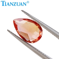 Lab tumbuh bentuk pir Padparadscha safir warna jingga alami memotong batu permata longgar Dengan retakan kecil inkket korundum Padma