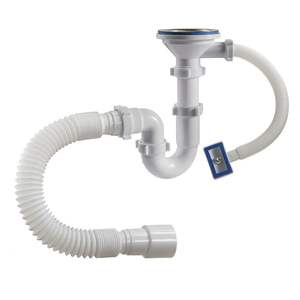 Fregadero sifón americano Tipo 1 1/2 "X 40 <span class=keywords><strong>con</strong></span> desbordamiento y manguera corrugada 40/50 sifón Desagüe de cocina residuos - Product Image 1