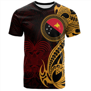 Sublimation Papouasie-Nouvelle-Guinée T-Shirt personnalisé à manches courtes PNG Tribal <span class=keywords><strong>Mélanésie</strong></span> Sport Style Surdimensionné Col Rond T-shirts - Product Image 4