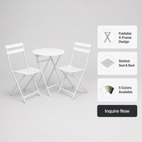 Ensemble table et chaises pliantes trois pièces en fer forgé, style américain moderne et minimaliste, pour l'extérieur et les cafés