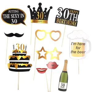 Dirty Thirty Birthday Party Supplies , Gold FOIL Decorations , Adult 30th Birthday Photo Booth Props