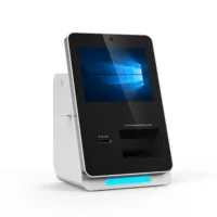 Indoor self service hotel check in and passport scanner kiosk with RF card dispenser