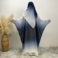 Modeste musulman dame Abaya Robe caftan ensemble avec écharpe Super brillant en mousseline de soie tissu décontracté manches chauve-souris Maxi Robe pour les femmes S233