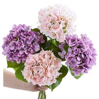 Ramo de Hortensias Realistas con Loto - Planta Artificial de Poliéster para Decoración de Jardín y Hogar