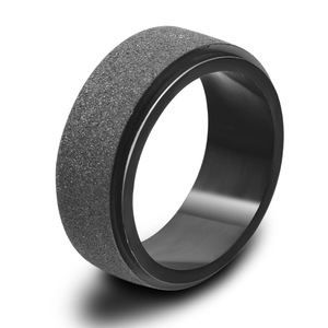 Anillo Giratorio de Acero Inoxidable Negro Esmerilado de 8mm, Joyería de Compromiso Unisex, Diseño Geométrico Liso - Product Image 1