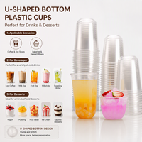 Gobelet à boba de 16 oz, imprimé sur mesure, transparent, en plastique PET en forme de U, avec couvercle en dôme, sans BPA