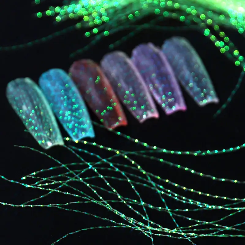 Fluorescent Filament Nail Art Decorations Holographic Colorful Line Silk DIY Fashion Nail Designs Manicure Accessories