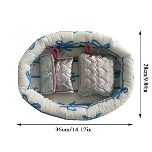 Panier de rangement moelleux et doux pour bijoux et clés, avec motif nœud et logo personnalisé, organisateur de bureau pour la décoration intérieure - Product Image 6