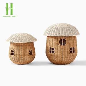 <b>Hot</b> Kids Rattan Mushroom Basket New Design Rattan Storage Basket <b>for</b> Kids Eco Friendly Wicker Kid Toys OEM in Vietnam - Product Image 1