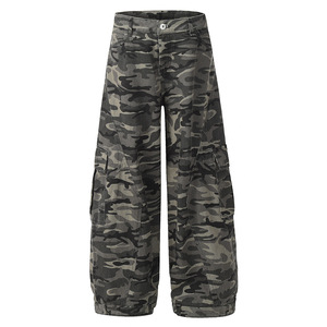 <span class=keywords><strong>Pantaloni</strong></span> <span class=keywords><strong>Cargo</strong></span> Larghi in Stile Americano Camouflage per Uomo e Donna, Autunno/Inverno 2024, Vestibilità Comoda, Casual, Retro, Bootcut in Denim Colorato - Product Image 5