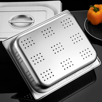 Bac Gastronorme 2/1 en Acier Inoxydable 201 Perforé de Qualité Alimentaire Anti-Emmêlement, Écologique, Grande Capacité pour Buffet