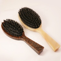 Brosse à cheveux en écaille de tortue personnalisée, brosse à cheveux en plastique, brosse à cheveux en acétate d'acier inoxydable, brosse à cheveux à picots de sanglier pour femmes