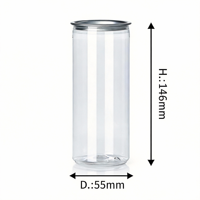 Boîte en plastique PET transparente populaire A13 330 ml 55*146 mm avec couvercles pour boissons gazeuses, couvercle en aluminium adapté à la machine de scellage