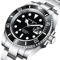 Montre mécanique de luxe pour homme, noir mat, saphir véritable, acier inoxydable, étanche 10 ATM, montre automatique de sport de plongée