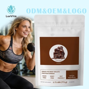 Poudre de protéines <span class=keywords><strong>Prime</strong></span> OEM ODM saveur chocolat, isolat de protéines de bœuf nourri à l'herbe, favorisant la santé intestinale, supplément pour la récupération musculaire - Product Image 1