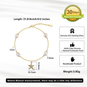 SA74 RINNTIN Dainty 14K placcato oro di perle d'acqua dolce cavigliere 925 argento Sterling disegni ragazze - Product Image 3