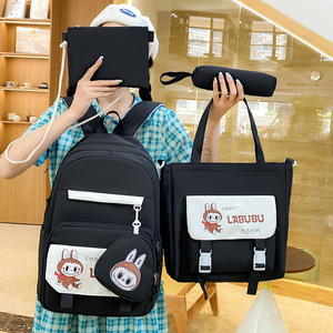 New Style <b>School</b> Bag Korean Style Fashionable Four-Piece Set Student <b>Backpack</b> Tutoring Bag Trendy Large-Capacity <b>Backpack</b> - Product Image 2