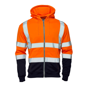 Venta al por mayor personalizada camisa de trabajo uniforme térmico a prueba de viento al aire libre algodón Sudadera con capucha con tira reflectante cremallera empalme Color polar - Product Image 3