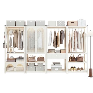 Porte-manteau en acier de style ouvert, emballé par courrier, pour la maison, la chambre à coucher, la garde-robe, la location, la pièce, rangement suspendu multi-niveaux sur pied - Product Image 5