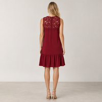 Robe Courte Décontractée Joydressing pour Femme avec Col Rond, Volants et Empiècement en Dentelle, Idéale pour la Vente en Gros aux Boutiques