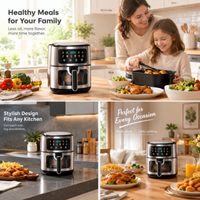 Friteuse à air de grande capacité 8L avec fenêtre de visualisation, protection contre la surchauffe, haute efficacité, appareil de cuisson domestique durable