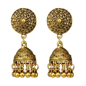 Fashion Jewelry Women Earring Indian Style Gold Jhumka Earrings Design For Women And Girls Traditional Jewelry