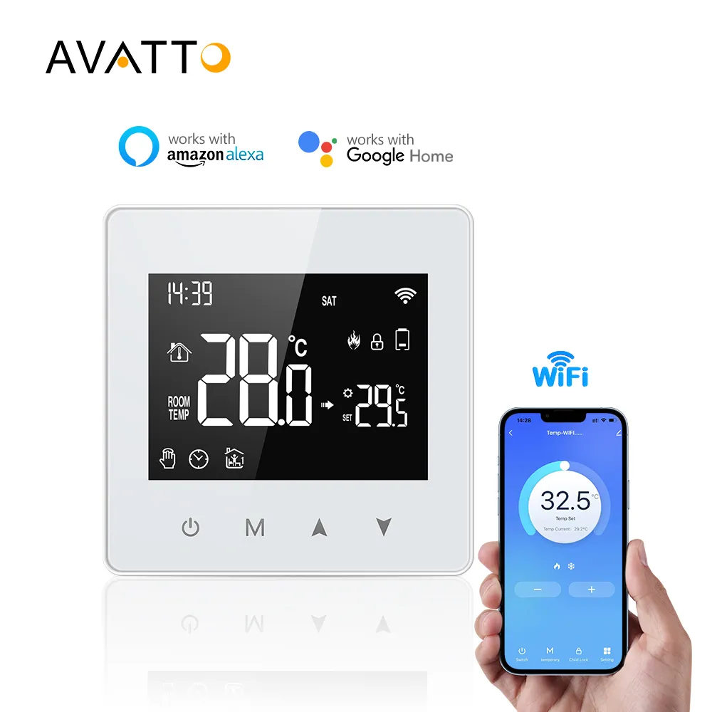 Avatto Smart Tuay WiFi Thermostat sans fil Programmable Électrique Wifi Chaudière à eau et gaz Thermostat Wifi intelligent