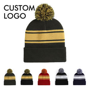 Bonnets chauds à <span class=keywords><strong>pompon</strong></span> en tricot pour la protection des oreilles avec logo personnalisé <span class=keywords><strong>Bonnet</strong></span> en jacquard à <span class=keywords><strong>pompon</strong></span> - Product Image 1