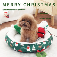 Lit pour animaux de compagnie en peluche motif flocon de neige, idéal pour Noël, pour chien et chat, maison chaude d'hiver, cadeau de fête, vente en gros, approvisionnement en vrac