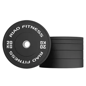 RIAO Weightlifting Black Rubber Weight Bumper Plate For Strength Training