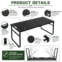 Table de pique-nique portable et pliable avec support à ouverture automatique et pieds stables pour le camping, le barbecue, la plage et les voyages tout-terrain
