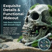Décoration d'aquarium Crâne Humain Réaliste, Ornement de Bassin à Thème Pirate en Résine, Tête de Squelette Effrayante pour Grotte