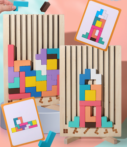 Puzzle 3D in Legno Jegreat di Alta Qualità, <span class=keywords><strong>Gioco</strong></span> Tangram Educativo, Colori Misti, 10 Immagini, per Bambini dai 14 Anni, 50 Pezzi - Product Image 4