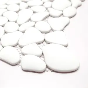 Sunwings Recycled Glass Mosaic Pebble Tile | Stock In US | White Marble Looks Mosaics Wall And Floor Tile