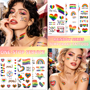 Adesivi per Tatuaggi Temporanei LGBTQ Pride Love Is Love, Non Tossici e Impermeabili, Design Sexy per Viso e Corpo - Product Image 1