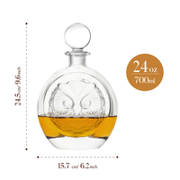 Carafe à whisky de luxe vintage en verre sodocalcique sans plomb de 700 ml en forme de hibou avec bouchon givré, fabriquée à la machine pour usage domestique