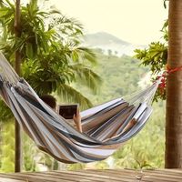 Hamac double en toile antiadhésive pour camping en extérieur et intérieur, balançoire pour enfants, épaissi, rayé, anti-retournement, portable et pliable