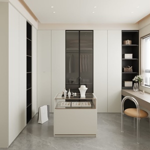<span class=keywords><strong>Dressing</strong></span> modulaire |   Armoire combinée avec coiffeuse et étagères ouvertes |   Meubles de chambre à coucher ODM/OEM pour gagner de la place - Product Image 3